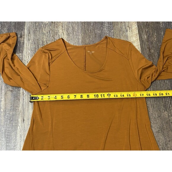 Garnet Hill Scoop Neck Trapeze Dress Orange Brown Size Medium Knee-Length Tencel - Picture 8 of 9